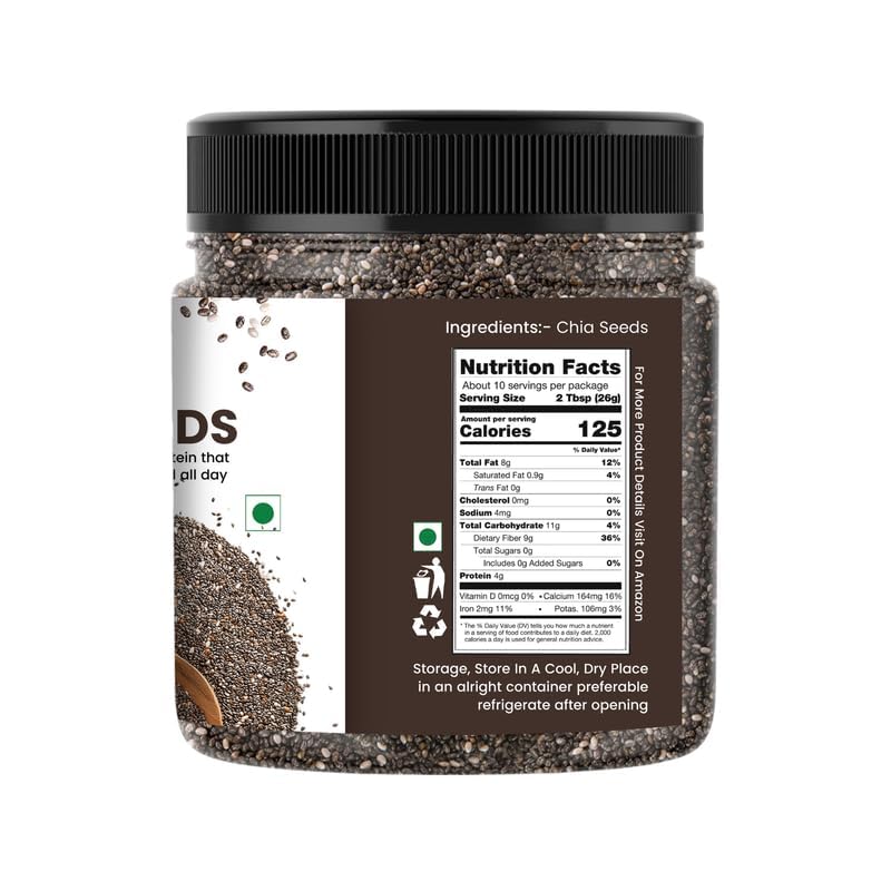 NUTRIZAIKA Organic Chia Seeds | Raw Chia seed | seed for eating | Seeds for Weight Management | Healthy Snack | Healthy food for eating diet snacks for weight loss.