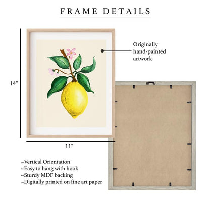 Zingy Lemon Botanical Wall Painting| Modern Art Painting for Living Room Bed Room and Office | 11 x 14 inches (Natural Frame)