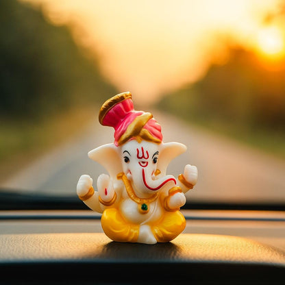 Ganesh Idol for Car Dashboard | Ganapati Statue for Home Decor, Office Desk & Temple | Polyresin Ganesha Murti Showpiece | Ideal for Diwali Gifts & Pooja