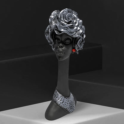 Home Decor Resin African Lady Showpiece (Black, Pack of 1)