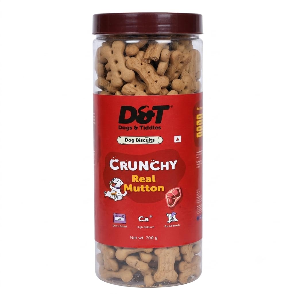 Dogs & Tiddles Real Mutton Dog Biscuits 700g | Oven Baked Crunchy Dog Treats | High Calcium Dog Snacks for All Life Stages & All Breeds