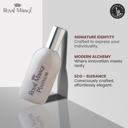 Royal Mirage Platinum Eau de Cologne | Long Lasting Perfume for Men & Women | Floral & Woody Fragrance | Bergamot, Jasmine & Sandalwood Notes | Unisex EDC | 120ml