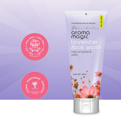 Aroma Magic Lavender Face Wash – Hydrating & Nourishing Cleanser with Rose Oil & Orange Extract for Dry & Sensitive Skin – 100ml