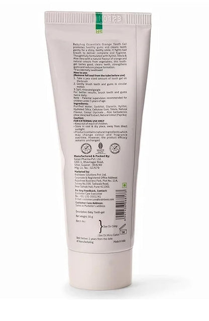 Babyhug Orange Flavoured Tooth Gel for Ages 6 Months+ |100% Natural Ingredients Fluoride Free No SLS/SLES- 50 g (1)