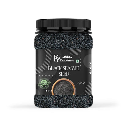 KraveYum Black Sesame Seeds for Eating | Whole Fresh and Natural Unhulled Kale | Black Til Seed for Weight Management, Indian Spice | Kaale Til