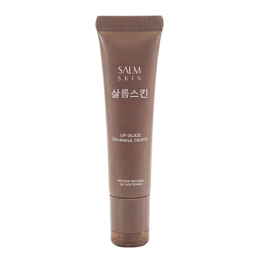 Salm Skin Lip Glaze Savanna Truffle (10gm) | Repairs Dry & Chapped Lips | Peptide Infused Lip Softener | Brown tint with Sheen | Korean Lip Balm