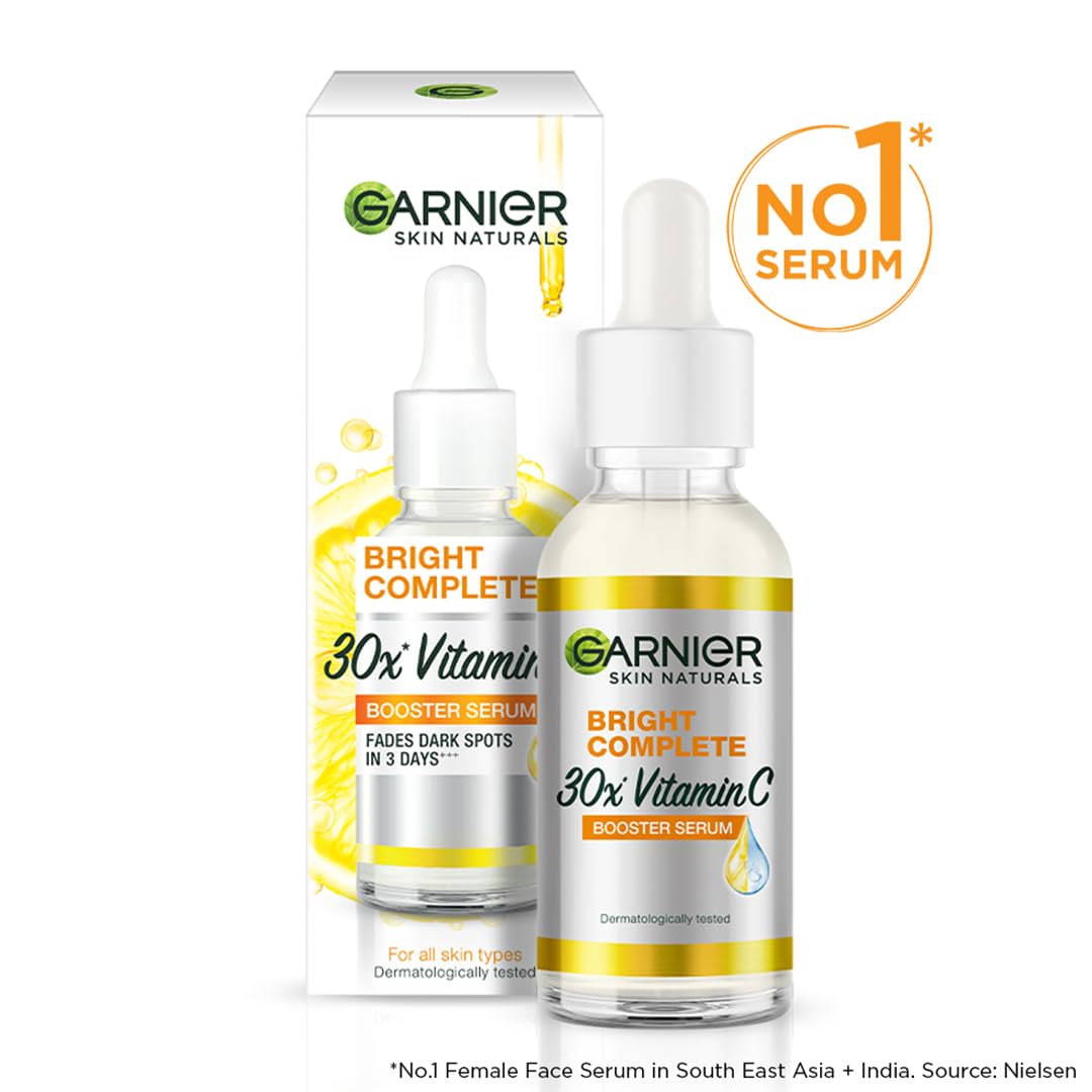 Garnier Skin Naturals, Face Serum, Brightening and Anti-Dark Spots, Bright Complete Vitamin C Booster, 50 ml & Garnier Skin Naturals, Day Cream, Bright Complete, 45 g