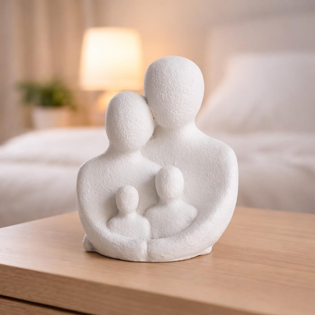 CraftVatika Abstract Family Figurine Showpiece for Home Decor,Modern Couple with Kids Statue for Living Room, Bedroom,Office Table Decoration,Gift for Family,Anniversary,Housewarming,Mother's Day