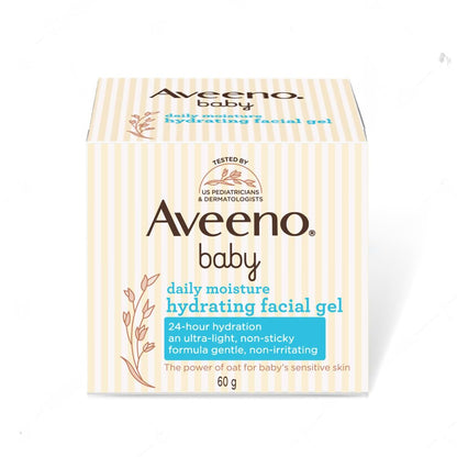 Aveeno Baby Daily Moisture Hydrating Facial Gel (Cream) 60g I Ultra-light & Non-Irritating | 24 hours moisturisation Face cream | Triple oat extract & avocado oil I US Paediatrician Recommended