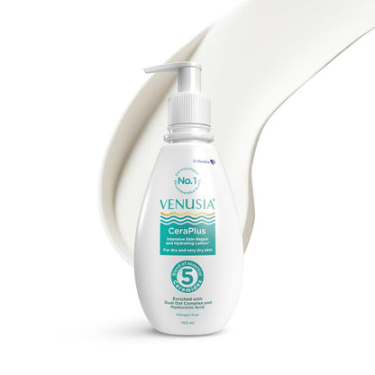 Dr. Reddy's Venusia CeraPlus Moisturizing Lotion For Dry Skin - Formulated With 5 Essential Ceramides, Oat Complex, Hyaluronic Acid | Hypoallergenic and Fragrance-Free | 100ml