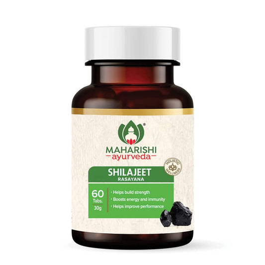Zephivo Maharishi Ayurveda Shilajeet Rasayana 500 MG | Natural & Pure Shilajit for Strength, Stamina & Endurance | 60 Tablets
