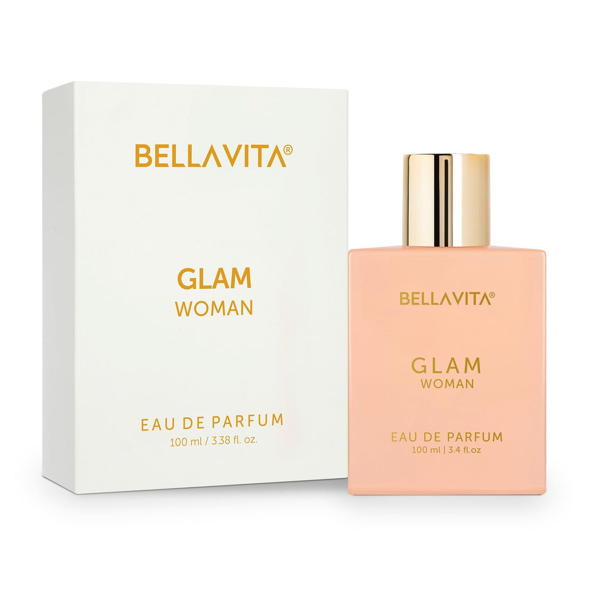 Bellavita Glam Woman Eau de Parfum bottle and packaging on a white background