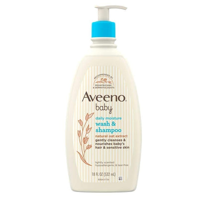 Aveeno Baby Gentle Wash & Shampoo with Natural Oat Extract, Tear-Free &, Lightly Scented, 18 fl