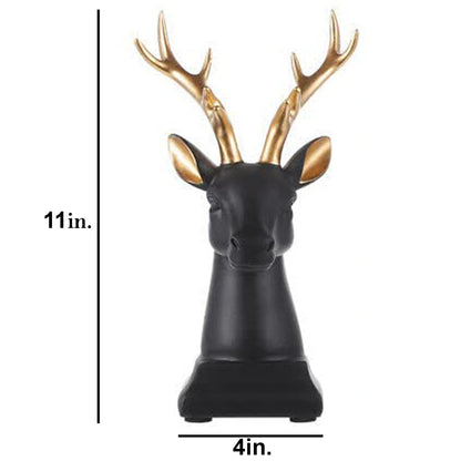 Deer Showpiece Figurines for Home Decor Living Room Decoration Modern Animal Figurines for Home Decor (11'', Black, Resin)