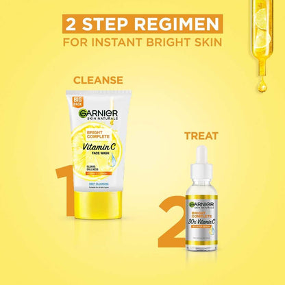 Garnier Bright Complete Facewash 150g & Bright Complete Vitamin C Serum 30ml | Combo