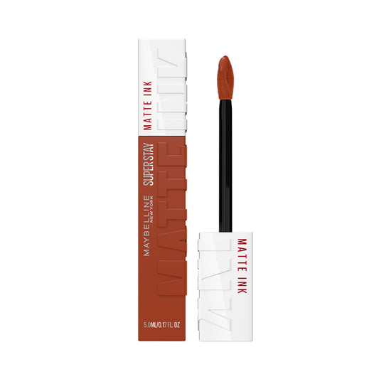 Maybelline New York Superstay Matte Ink Liquid Lipstick, Entertainer | No budge bold color for 16H | Transferproof, Waterproof, Foodproof | Brown skin friendly