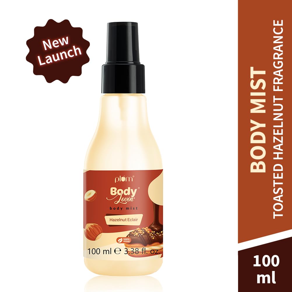Plum Bodylovin' Hazelnut Eclair Body Mist | Long Lasting Decadent Hazelnut Chocolate Fragrance | Travel-Friendly & Easy To Carry | 100ml