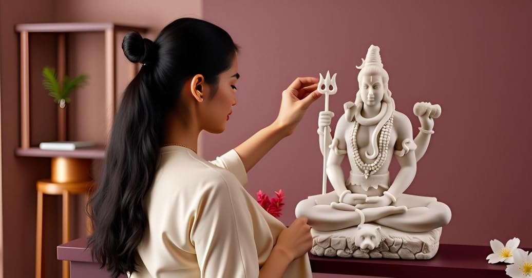 White Shiva Matte Finish Decorative Idol – Unique Design for Desk, Car, and Home Décor | Statue Figurine Gift for Office Desk, Puja Room, and Gifting Purposes