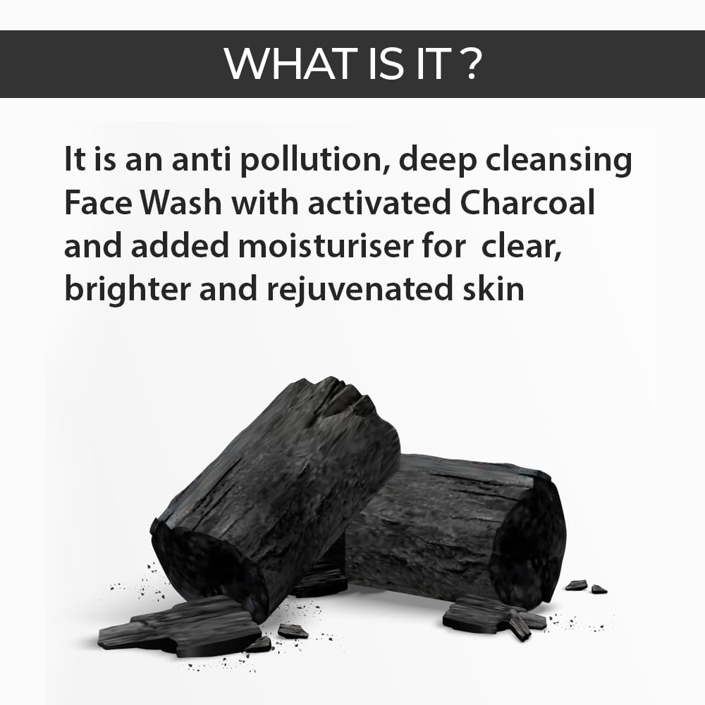 NEOLAYR Activated Charcoal Deep Cleansing Face Wash | Eliminates Dirt & Other Impurities | Removes Excess Oils - Added Moisturiser,200 ml