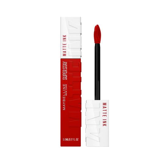 Maybelline New York Superstay Matte Ink Liquid Lipstick, Exhilarator | No budge bold color for 16H | Transferproof, Waterproof, Foodproof | Brown skin friendly