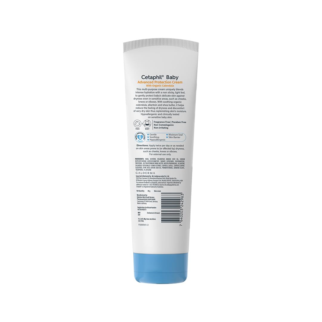 Cetaphil Baby Cream, Face & Body Moisturizing Cream | Advance Protection | Gentle & Soft with Organic Calendula 85gm