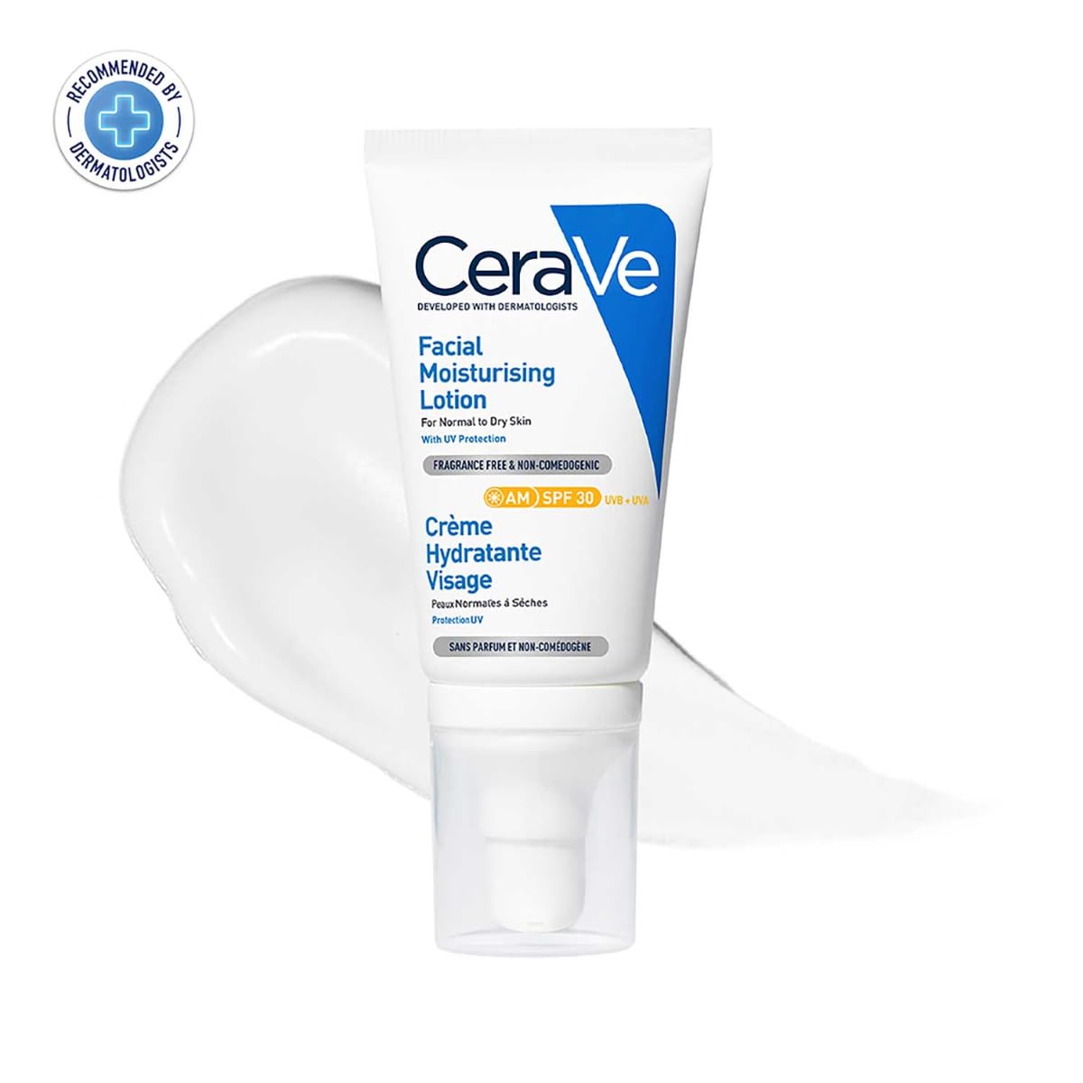 CeraVe facial moisturizing lotion on a white background