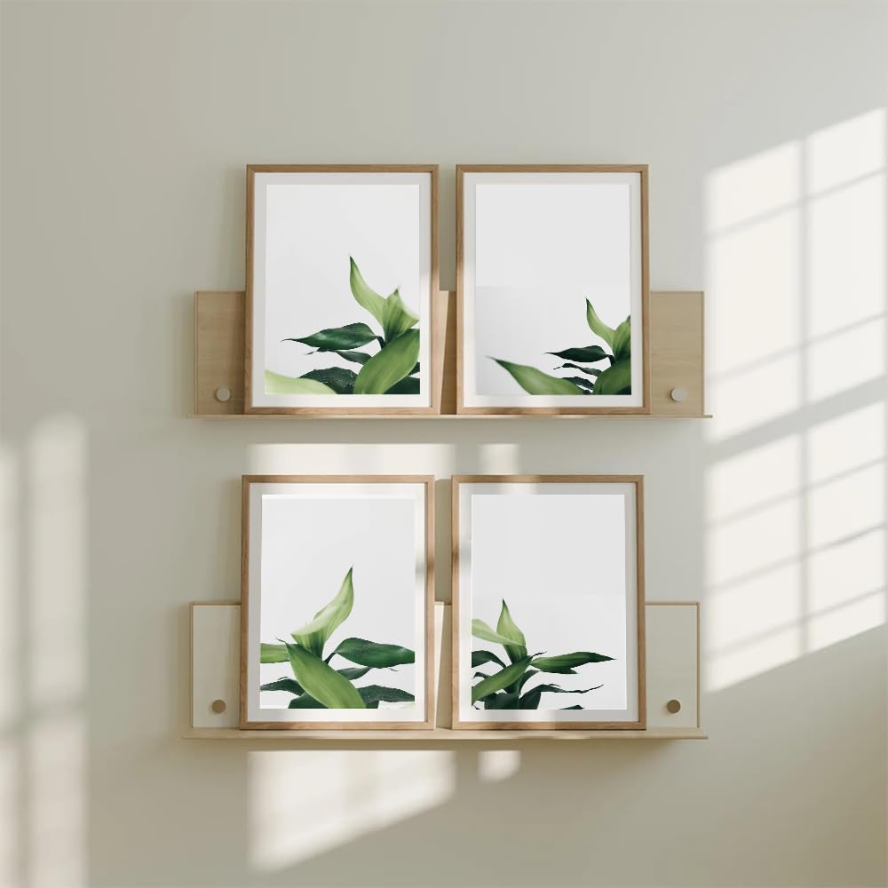 Set of 4 Green Leafs Wall Painting for Bedroom & Paintings for Living Room Wall Decor - (10.5X13.5 Inch, Wall Art Paintings)