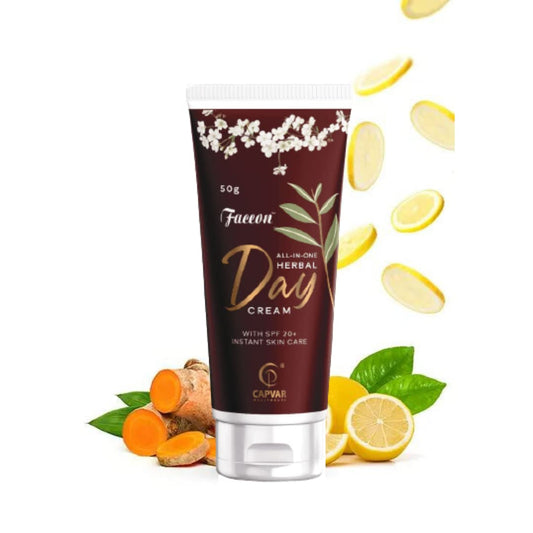 Faceon All In One Herbal Day Cream 50gm With SPF 20+ Instant Skin Care | Paraben and Sulphate Free | Normal, Oily, Dry and Combination Skin l