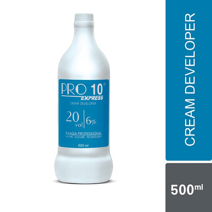 Raaga Professional Pro 10 Express Cream Developer | 20 Vol 6% (500 ml) - Enhance Your Hair Color with Long-Lasting Results | Unlock Vibrant Color Brilliance