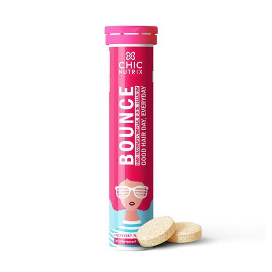 Chic Nutrix Bounce supplement tube with two tablets on a white background