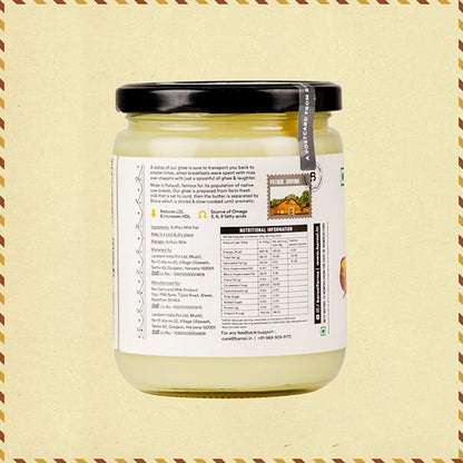 Barosi Premium Buffalo Ghee | Vedic Bilona Method | Churned From Curd | Pure & Natural | Farm Made In Small Batches | Glass Jar Packing