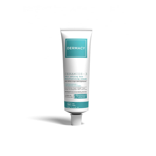 Dermacy Ceramide-3 Skin Refining Face Moisturising Cream | Barrier Repair Moisturizer with 3 Essential Ceramides, 2.5% Hyaluronic Acid & ThermoActiv Spring Water | For All Skin Types | 50g