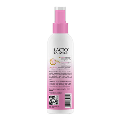 Lacto Calamine Rose Water Toner For Glowing Skin | 120ml | Gulab Jal Face Toner | Rosewater with Aloe Vera & 2% Niacinamide | Cleanses, Hydrates & Moisturises Skin | No Sulphate, Alcohol, & Parabens