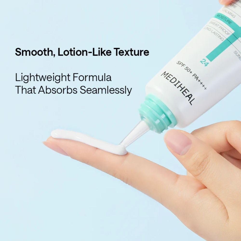 MEDIHEAL Madecassoside Moisture Sun Serum SPF50+ PA++++, Hydrating Korean Sunscreen Serum with Centella Madecassoside for UV Protection, Blemish Care & Skin Barrier Repair, Lightweight Moisturizing K-Beauty Sunscreen (50g)