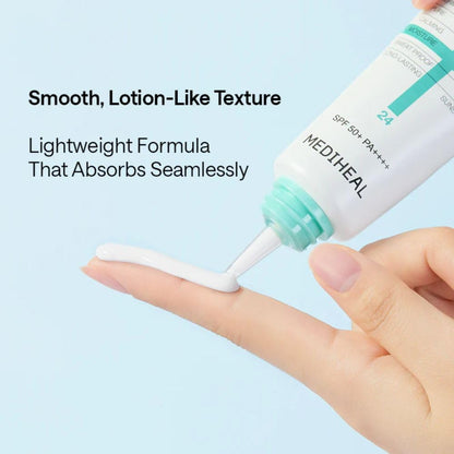 MEDIHEAL Madecassoside Moisture Sun Serum SPF50+ PA++++, Hydrating Korean Sunscreen Serum with Centella Madecassoside for UV Protection, Blemish Care & Skin Barrier Repair, Lightweight Moisturizing K-Beauty Sunscreen (50g)