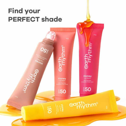 Earth Rhythm Honey Lip Balm SPF 50 Brightens Lips with Propolis,Peptides & Kojic Acid - Wildflower