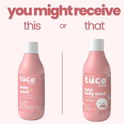 Tuco Kids Body Wash for Kids, Sandalwood & Tulsi, SLS Free, 300ml | Body Wash For Kids 7-12 Years. Sandalwood Oil, Tulsi & Saffron. SLS, SLES & Paraben Free. Soothes & Nourishes Young Skin.