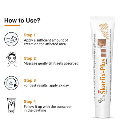 Fixderma 2% Kojic Acid + 1% Arbutin Skarfix-Plus Scar Removal Cream | Hyperpigmentation Removal Cream and Acne Scars Removal Cream | Helps to Reduce Melasma- 15 g