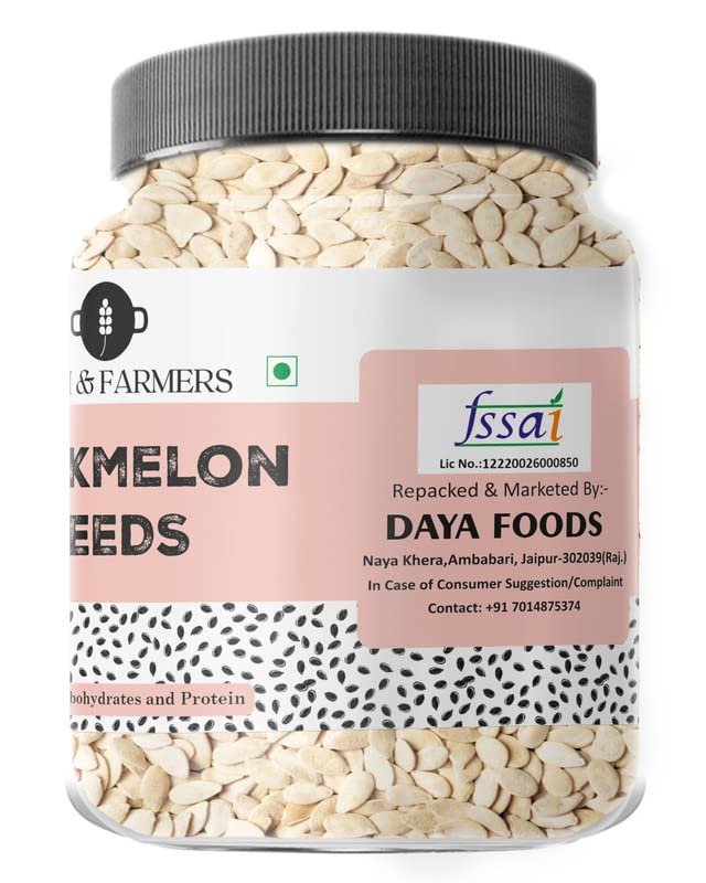 Farm & Farmers Raw Muskmelon Seeds– Natural Kharbuja Beej for Eating | High Protein, Potassium, Magnesium & Iron | Energy Booster Snack | Kharbooja Bij for Health