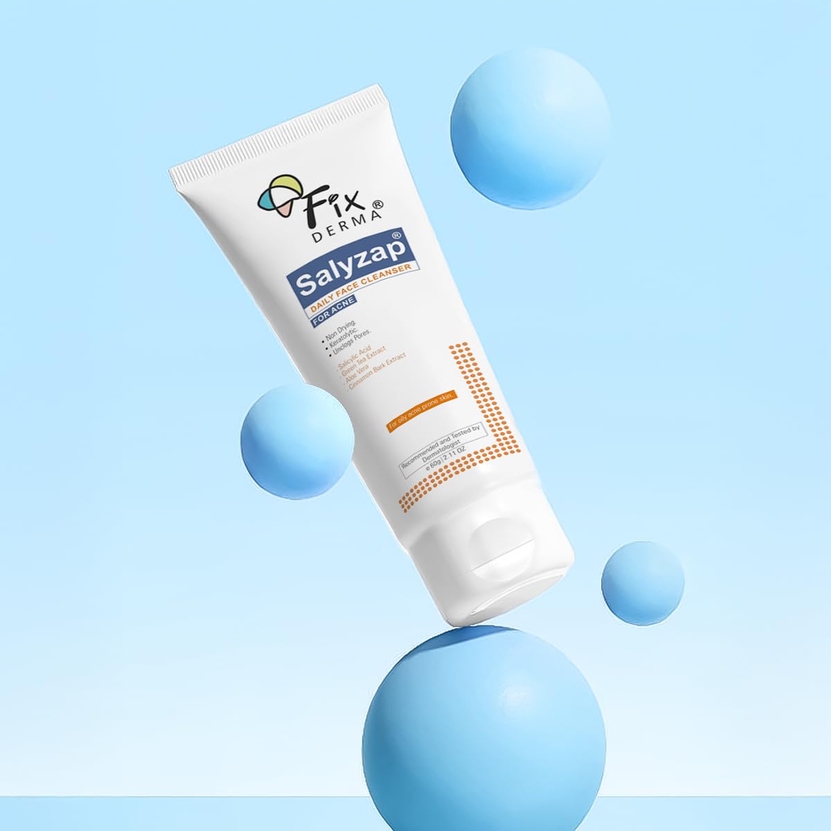 Fixderma 2% Salicylic Acid Face Wash for Oily Skin | Sulphate Free | Face Cleanser for Acne or Pimples | Acne Clearing Face Wash for Men & Women - 60 ML