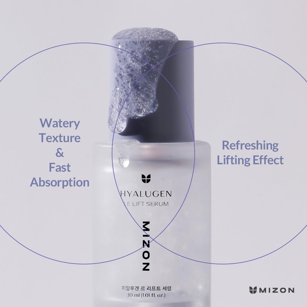 MIZON Hyalugen Le Lift Serum with Hyaluronic Acid and Marine Collagen for Fine Lines Total Face Care Youthful Skin Refreshing Lifting Korean Skincare - 30 ml