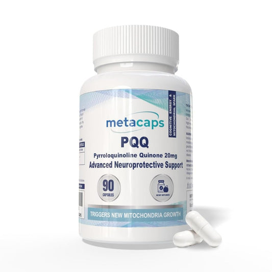 MetaCaps PQQ 20mg – 90 Veg Capsules | Ultra-Potent Mitochondrial Support & Brain Health Supplement | Enhances Energy, Focus & Cognitive Function | Advanced Antioxidant for Longevity | Non-GMO & Vegan