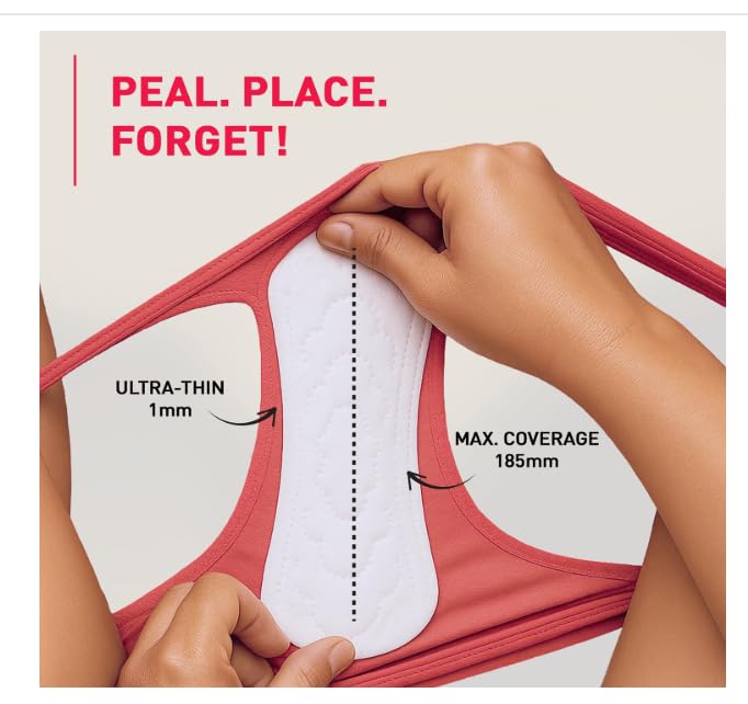 Person peeling a thin adhesive patch with text indicating 'Peal. Place. Forget!' and product features.