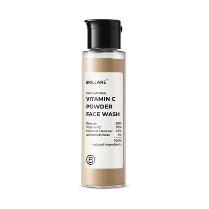 Brillare Vitamin C Powder Face Wash for Glowing, Bright Looking Skin | 100% Natural Orange Powder & Vitamin C | Gentle Exfoliation for Women & Men | Zero Chemicals
