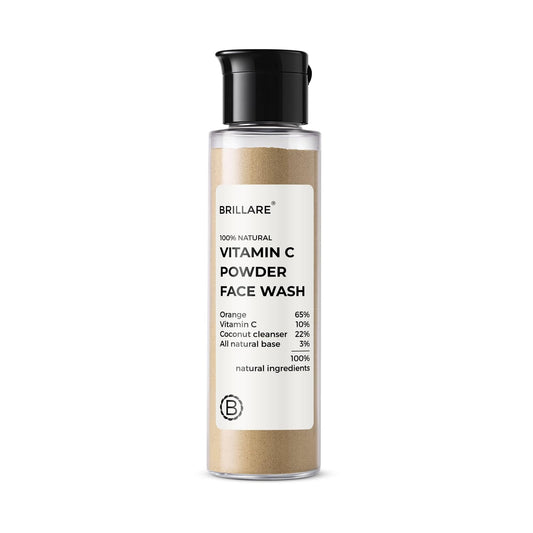 Brillare Vitamin C Powder Face Wash for Glowing, Bright Looking Skin | 100% Natural Orange Powder & Vitamin C | Gentle Exfoliation for Women & Men | Zero Chemicals