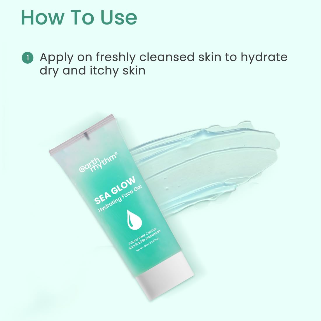 Earth Rhythm Sea Glow Gel Oil Free Lightweight Face Gel, For Intense Hydration, Non Sticky For Dry & Dull Skin, Men & Women- 100g