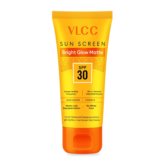VLCC Bright Glow Matte SPF 30 Sunscreen with PA+++ | Non-Greasy Tinted Formula with Niacinamide, Vitamin E & Grapefruit Extract | Broad Spectrum UVA/UVB Protection | Reduces Pigmentation & Tanning