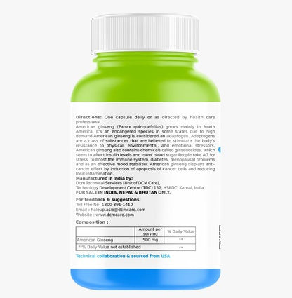HALEUP American Ginseng - 500 Mg | 60 Capsules | Enhances Immunity | Boosts Strength & Stamina | Improves Alertness & Concentration | Formulated in USA - 60 Count (Pack of 1)