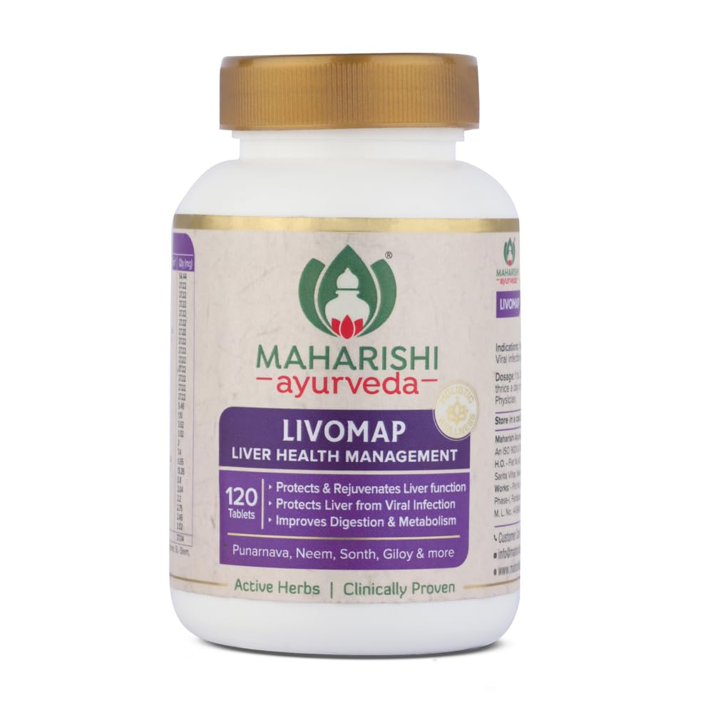Zephivo Maharishi Ayurveda Livomap Tablets for Liver Health and Support | Liver Health Management | Rejuvenate Liver Function | Helps to Improve Digestion- 120 Tablets
