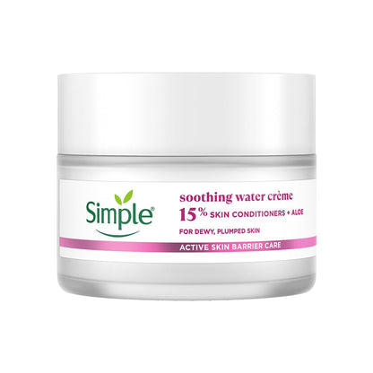 Simple brand soothing water crème jar on a white background
